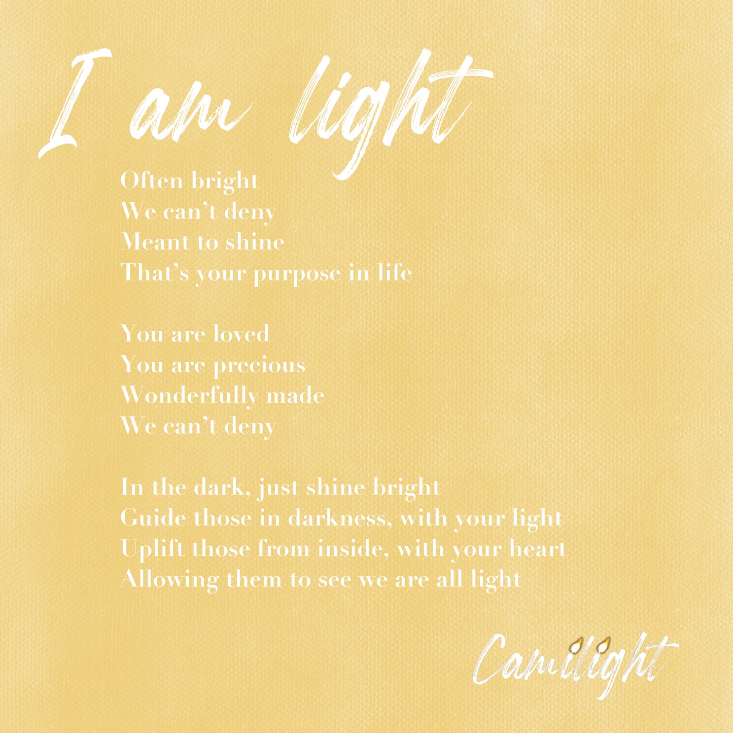 I AM LIGHT Poem 4"X4" Magnet